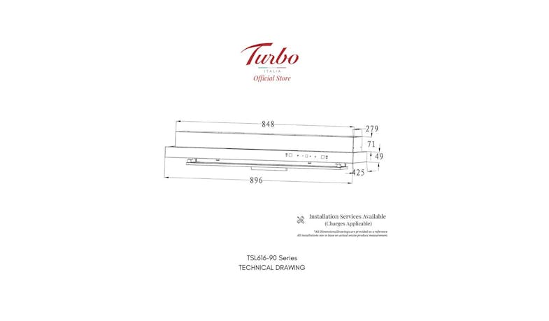 Turbo 90cm Range Hood with Touch & Sensor Control TSL616 902 Series - Gun Metal