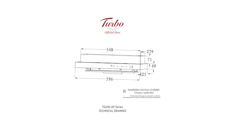 Turbo 60cm Range Hood with Touch & Sensor Control TSL616 602 Series - Stainless Steel