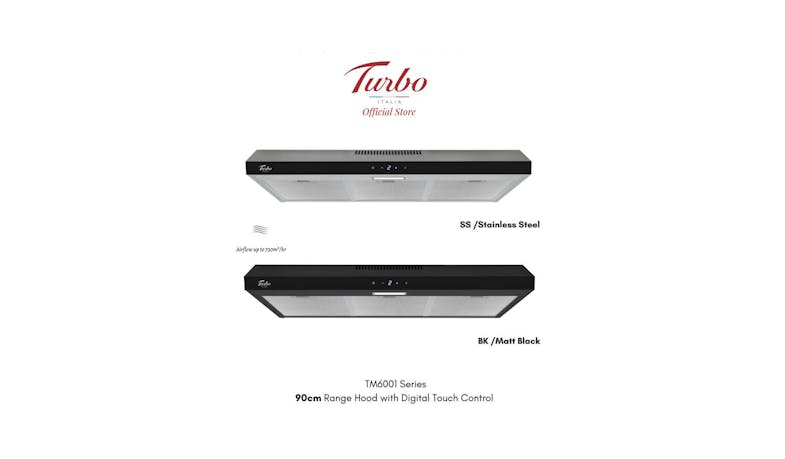 Turbo 90cm Range Hood with Digital Touch Control TM6001- Black