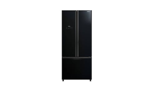 Hitachi R-WB560P9MS 465L 3-Door Refrigerator - Glass Black (Front)