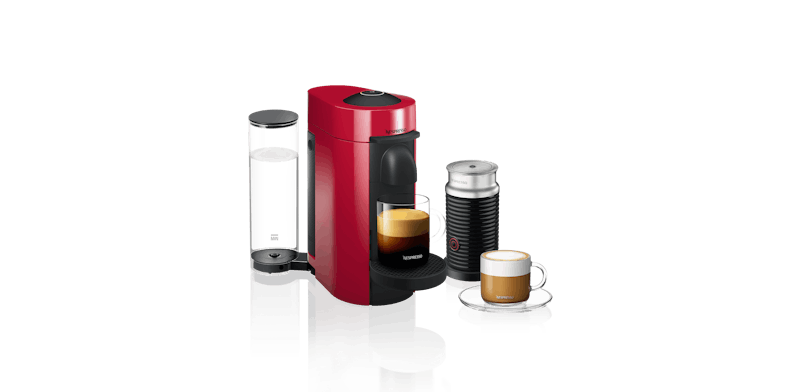 Nespresso VertuoPlus Coffee Machine & Aeroccino3 Milk Frother – Cherry Red (Main)