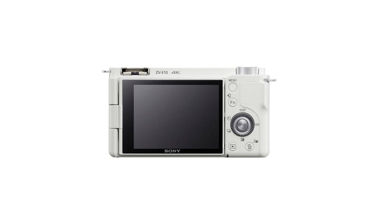 Sony DSC ZV-E10L Interchangeable-lens Vlog Mirrorless Camera Body With 16-50mm Power Zoom Lens – White (Back View)