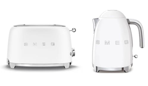 Smeg 50's Style 2 Slice Toaster - White (TSF01WHMUK) + Smeg 50's Style Kettle - White (KLF03WHMU)