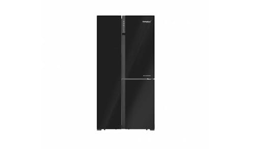 Europace 639L Premium 3 Door Side by Side Refrigerator- Glass Black