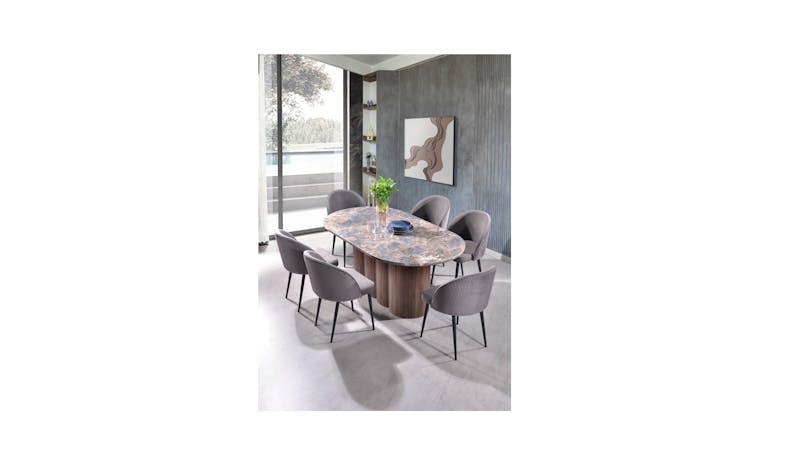 ICP TOSSA 2.1M MARB DT 210*110*76#CHOC (ICP TOSSA DINING TABLE WITH CALVIN DC) ICP TOSSA 2.1M MARB DT 210*110*76#CHOC (ICP TOSSA DINING TABLE WITH CALVIN DC)