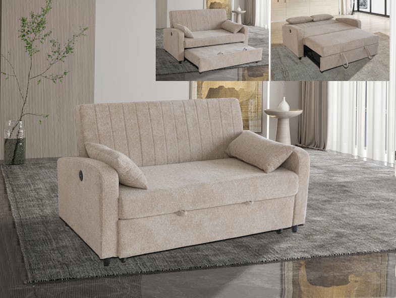 Laxon Standard Fabric Upholstery 2 Seater Sofa Bed - Beige Laxon Standard Fabric Upholstery 2 Seater Sofa Bed - Beige