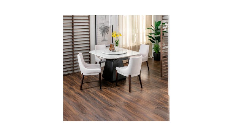 Extendable Dining Table with Laser Marble Top and Lazy Susan Extendable Dining Table with Laser Marble Top and Lazy Susan