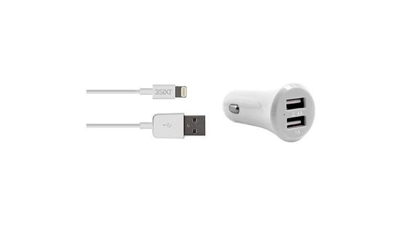 3SIXT 3.4A Lightning Dual USB Car Charger - White 3SIXT 3.4A Lightning Dual USB Car Charger - White