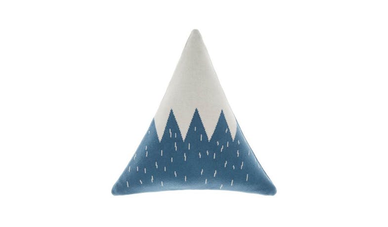 Linen Snowy Mountain Novelty Cushion - Blue Linen Snowy Mountain Novelty Cushion - Blue