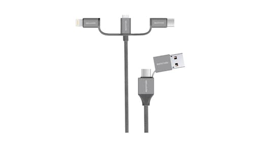 Promate UniLink-Trio2 6-in-1 Smart USB Cable for Charging and Data Transfer - Grey