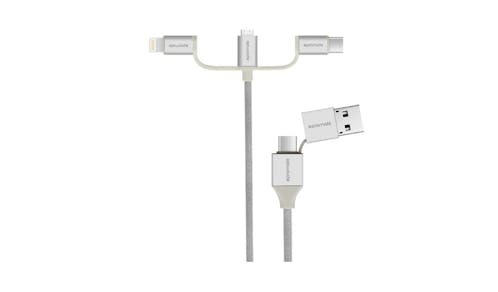 Promate UniLink-Trio2 6-in-1 Smart USB Cable for Charging and Data Transfer - Silver