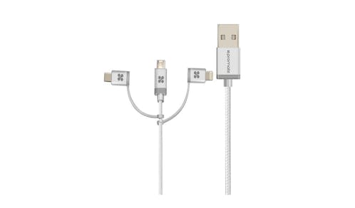 Promate UniLink-Trio Apple MFi Trio-ended Charge and Sync Cable - Silver