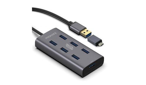 Promate  EzHub-7 Aluminium Alloy Powered USB Hub with 7 USB 3.0 Ports