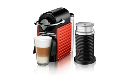 Nespresso Pixie Fully Automatic Capsule Coffee Machine - Red (A3C61-ME-RE-NE) & Aeroccino Milk Frother