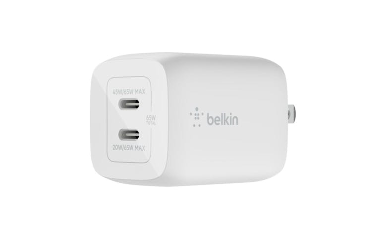 Belkin 65W Dual USB-C® GaN Wall Charger with PPS - White (WCH013MYWH) Belkin 65W Dual USB-C® GaN Wall Charger with PPS - White (WCH013MYWH)