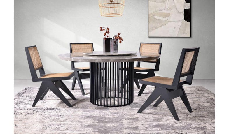 GEN 4.5ft Round Dining Table with Lazy Susan - Grey Black GEN 4.5ft Round Dining Table with Lazy Susan - Grey Black