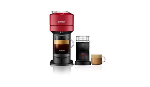 Nespresso Vertuo Next Coffee Machine Cherry Red & Aeroccino Milk Frother Bundle