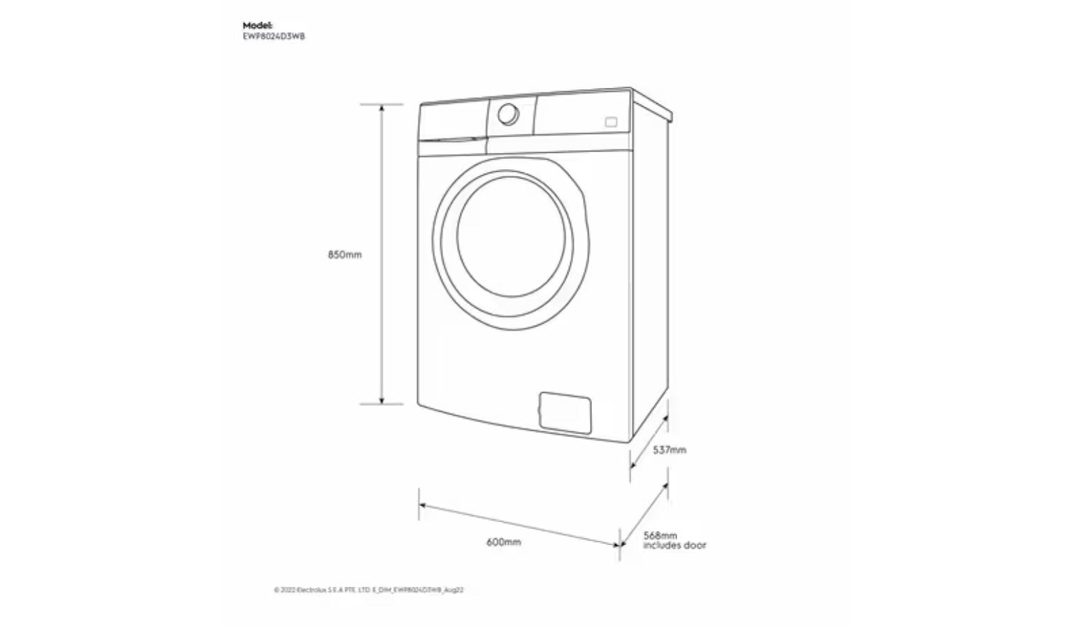 Electrolux 8/5kg UltimateCare 300 Free Standing Front Load Washer Dryer
