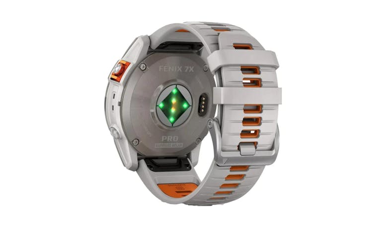 Garmin Fenix 7x Pro Sapphire Solar Smartwatch - Titanium Bezel/Pomelo Orange Two-Tone Silicone Strap 02778-64