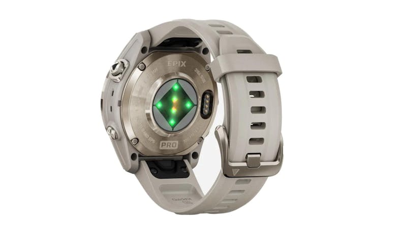 Garmin epix Pro Gen 2 42mm Smartwatch - Cream Gold Stainless Steel Bezel / Chanson Gray Silicone Strap 02802-33