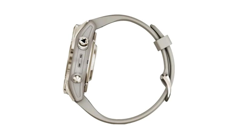 Garmin epix Pro Gen 2 42mm Smartwatch - Cream Gold Stainless Steel Bezel / Chanson Gray Silicone Strap 02802-33