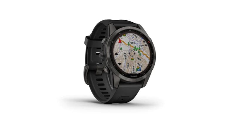 Garmin Fenix 7 Pro Sapphire Solar Smartwatch - Graphite Gray DLC Titanium with Black Silicone Strap 02777-54