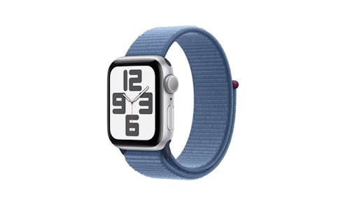 Apple Watch SE GPS 44mm Silver Aluminum Case with Blue Sport Loop - (MREF3)