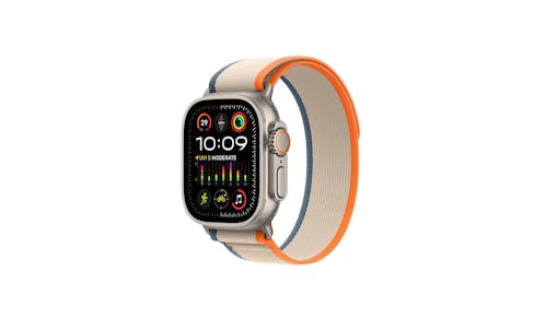 Apple Watch Ultra 2 GPS + Cellular 49mm Titanium Case with Orange/Beige Trail Loop - Large (MRF23)