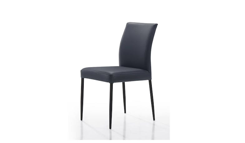 Carter Full Leather Dining Chair With Black Metal Leg - Navy