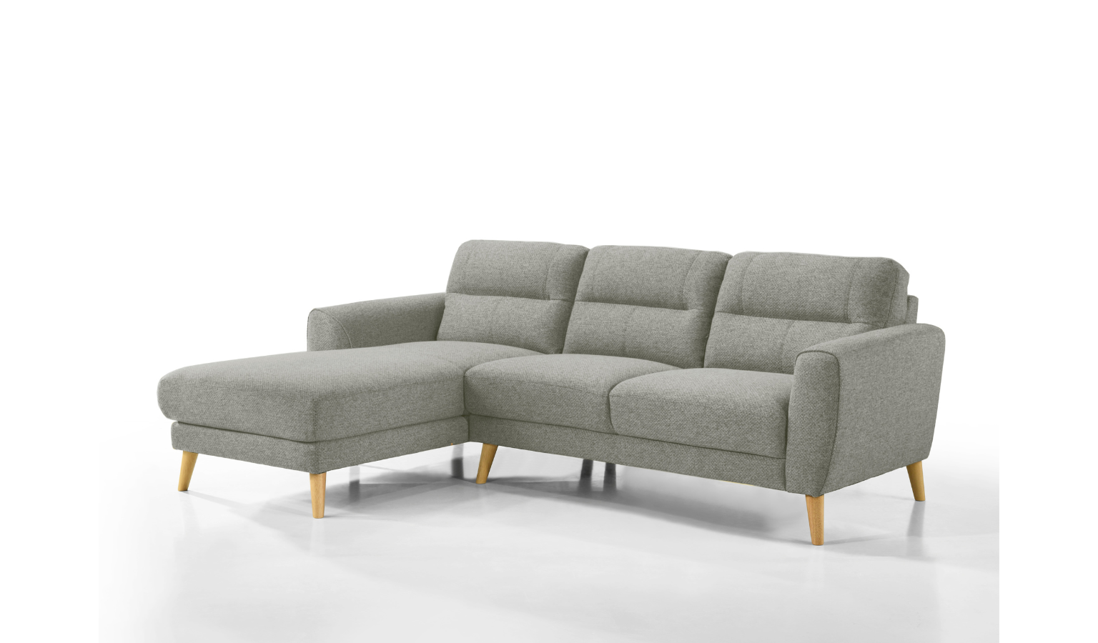 Carl Fabric 2.5 Seater With Chaise Sofa-Natural Wooden Leg