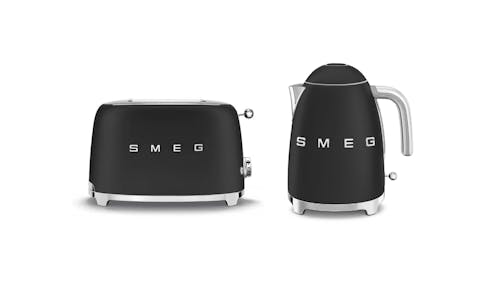Smeg 50's Style 2 Slice Toaster - Black (TSF01BLMUK) + Smeg 50's Style Kettle - Black (KLF03BLMU)
