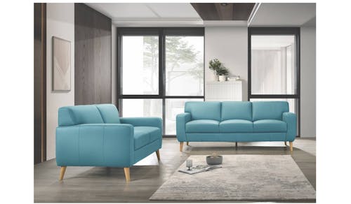Inez Full Leather 2 Seater Sofa With Natural Wooden Leg - Sierra Blue.jpg