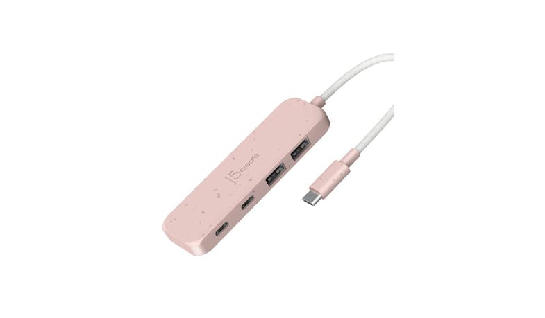 j5 Create Eco-Friendly USB-C to 4-Port Type-C & Type-A Gen 2 Hub - Rose