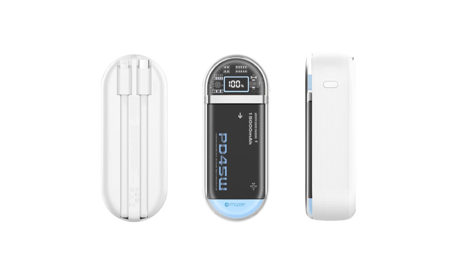 Mazer PC45LINK1545 MFI 15000mAh Power Bank - White