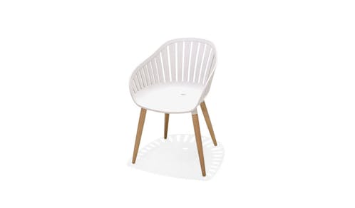 Home Collection Nassau Outdoor Carver Easy Chair - White/Metal Legs