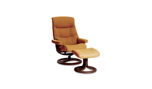 IMG Nordic 66 Leather Ring Base Recliner (P328 Straw/Walnut)