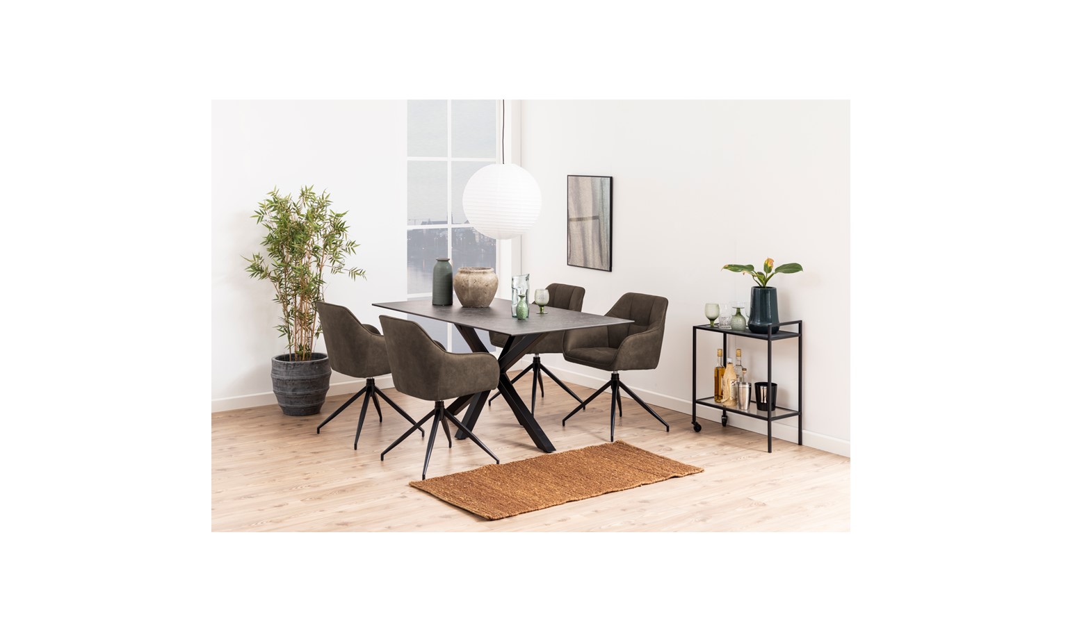 Urban Brenda Swivel Dining Chair With Armrest - Light Brown