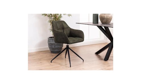 Urban Brenda Swivel Dining Chair With Armrest - Olive Green