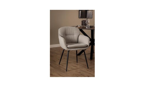 Urban Dora Fabric Dining Chair With Armrest- Beige