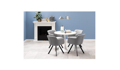 Urban Malta Round Shape Dining Table With Ceramic Top - White