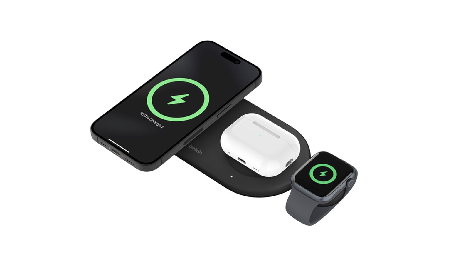 Belkin WIZ022qcBK 3-in-1 Magnetic Wireless Charging Pad with Qi2