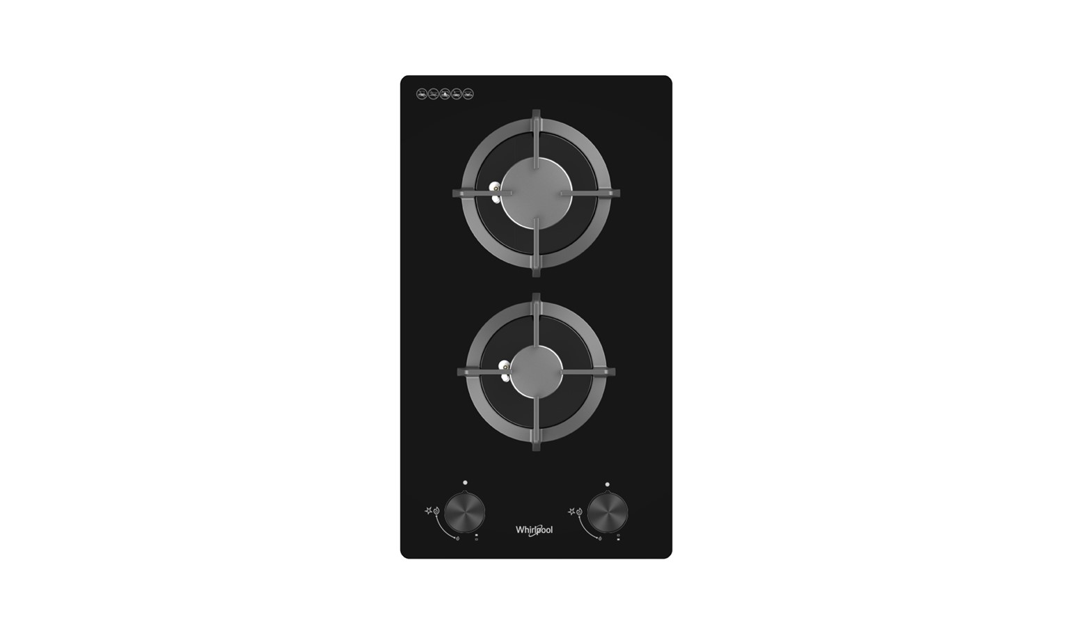 Whirlpool 30cm 2 Burner Built-In Gas Hob (LPG) - Black Glass (GWG3020LS)