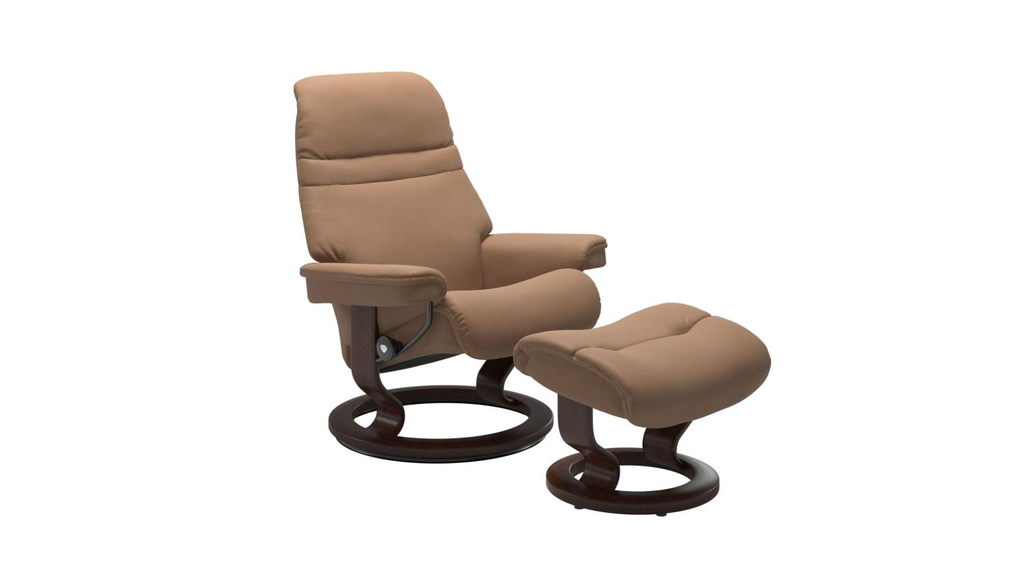 Sunrise Recliner Batick Leather with Classic Base and Foot Stool