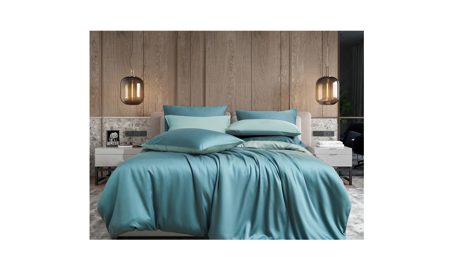 Canopy Rivera Bedset Queen - Teal and Green