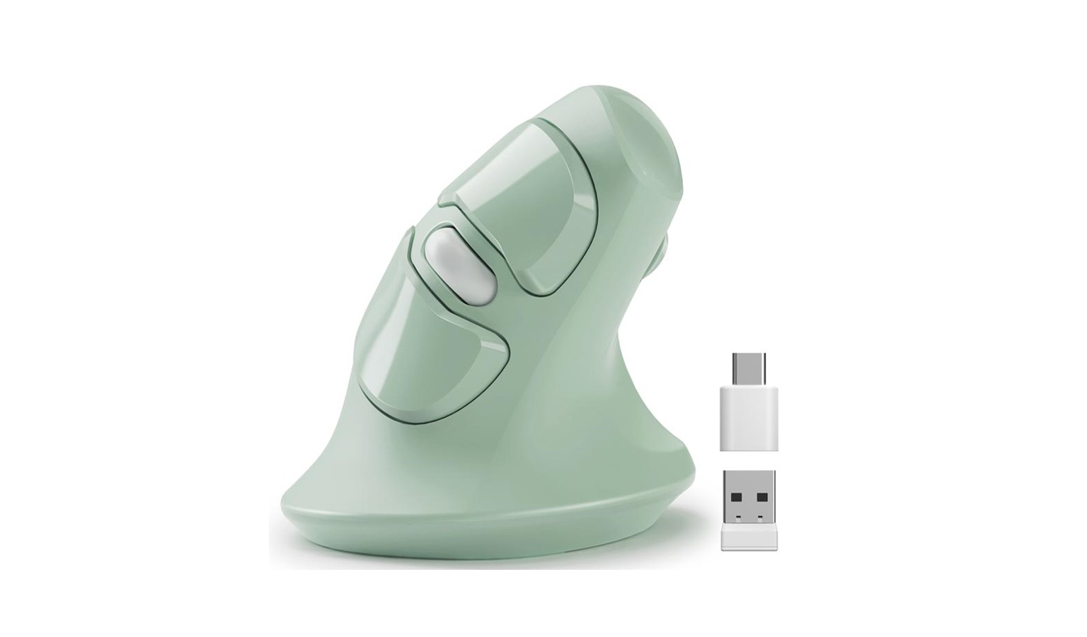 Micropack V03W USB-C USB-A Dual Receiver Vertical Wireless Ergo Mouse - Green (MP-V03W-GN)