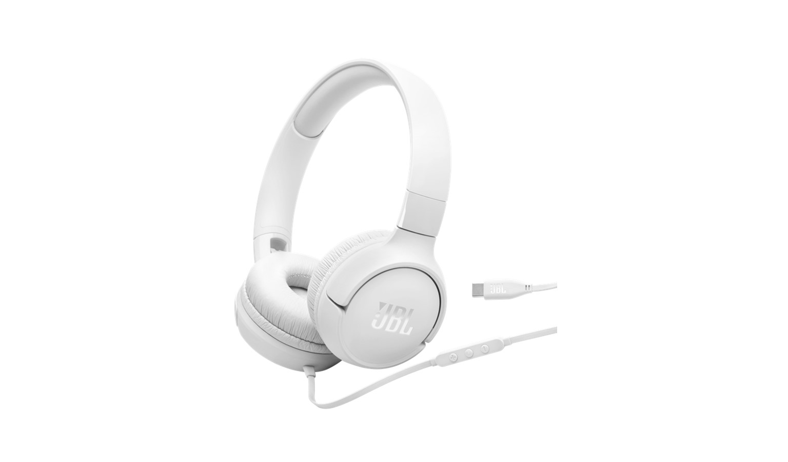 JBL Tune 520C USB-C Wired On-Ear Headphones - White (JBLT520CWHT)