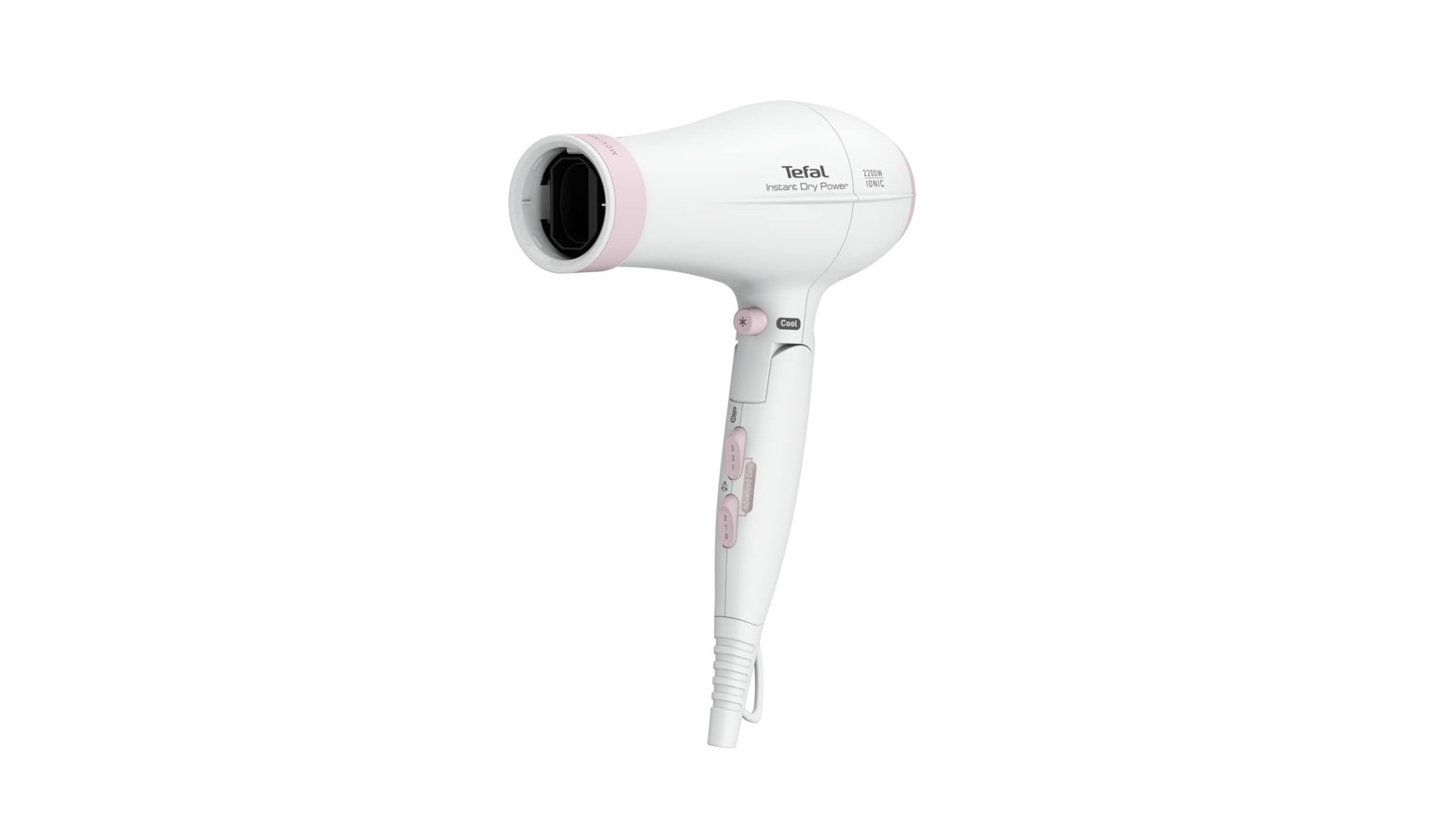 Tefal 2200W Instant Dry Foldable Hair Dryer - White/Pink (HV-6092)