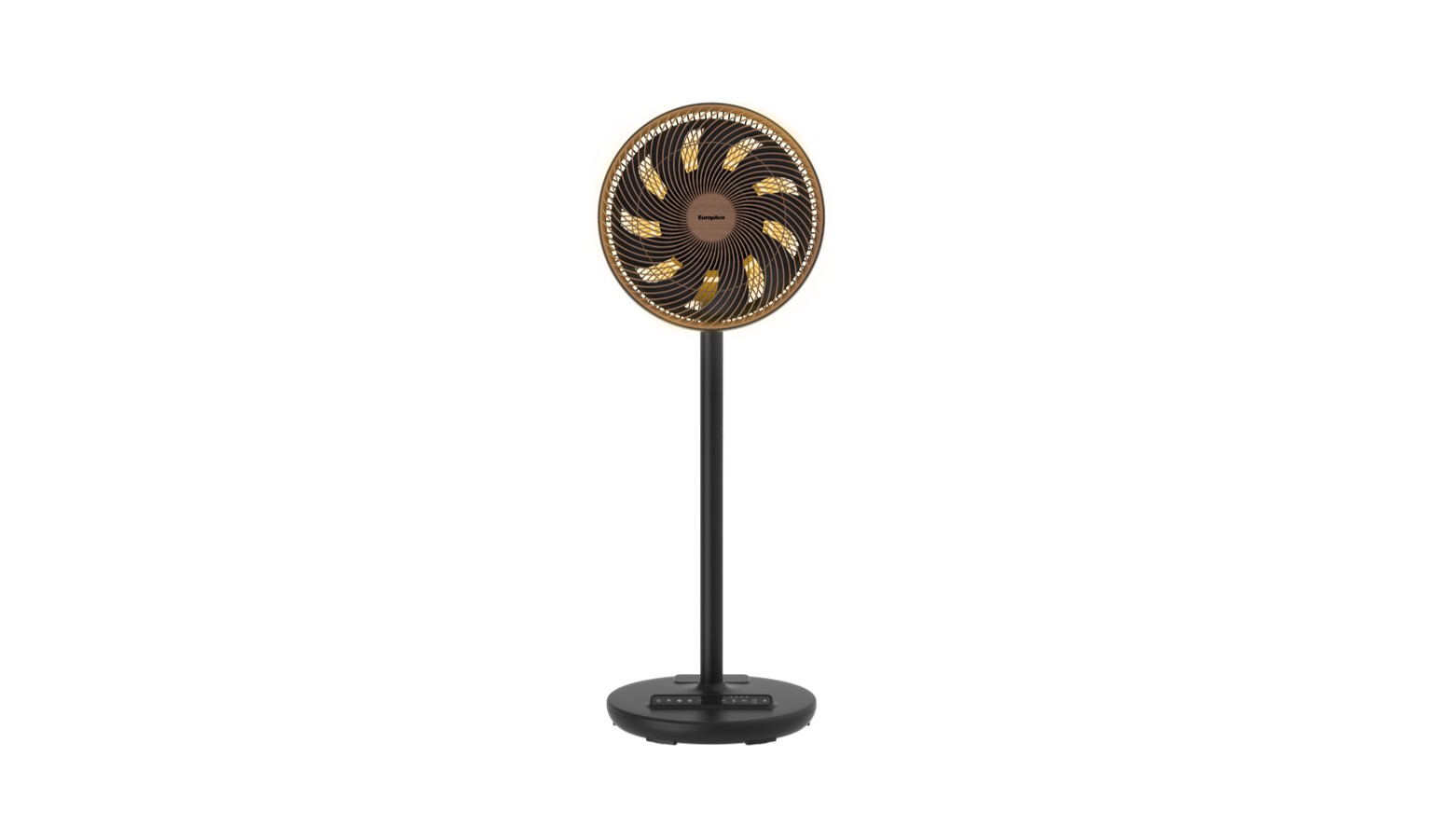 EuropAce 12-inch DC Living Stand Fan - Wood (ELF7128D)