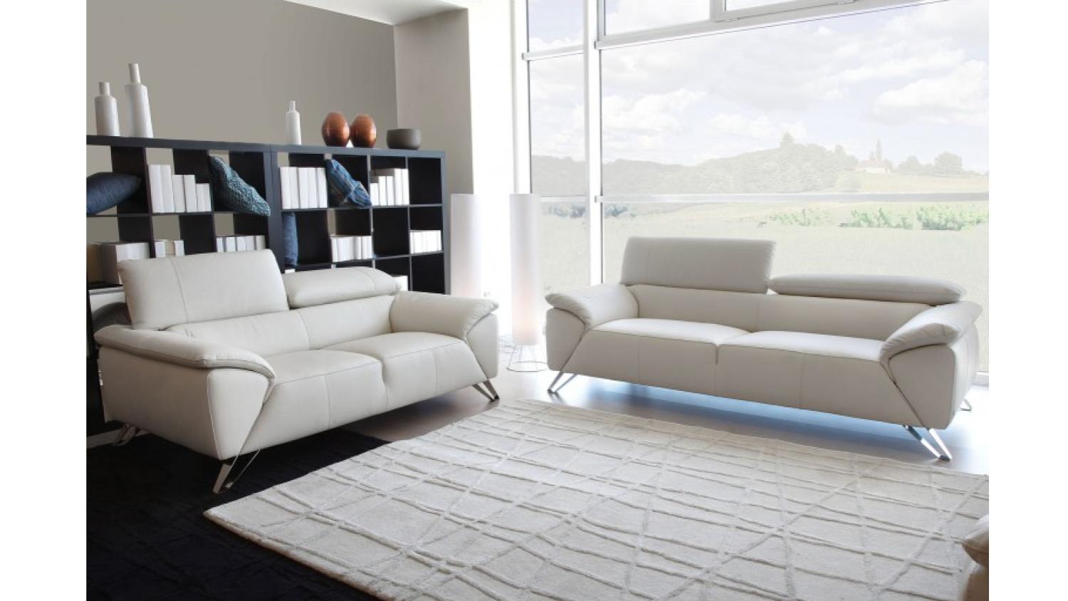 Nicoletti Home Tesla 3 Seater Italian Leather Sofa - Bianco_1