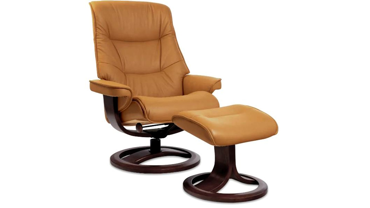 IMG Nordic 66 Leather Ring Base Recliner (Straw/Espresse)